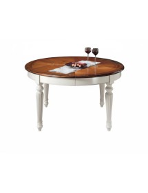 MOBILI 2G - TAVOLO ROTONDO ALLUNGABILE LEGNO SHABBY 140X140x78 vista frontale