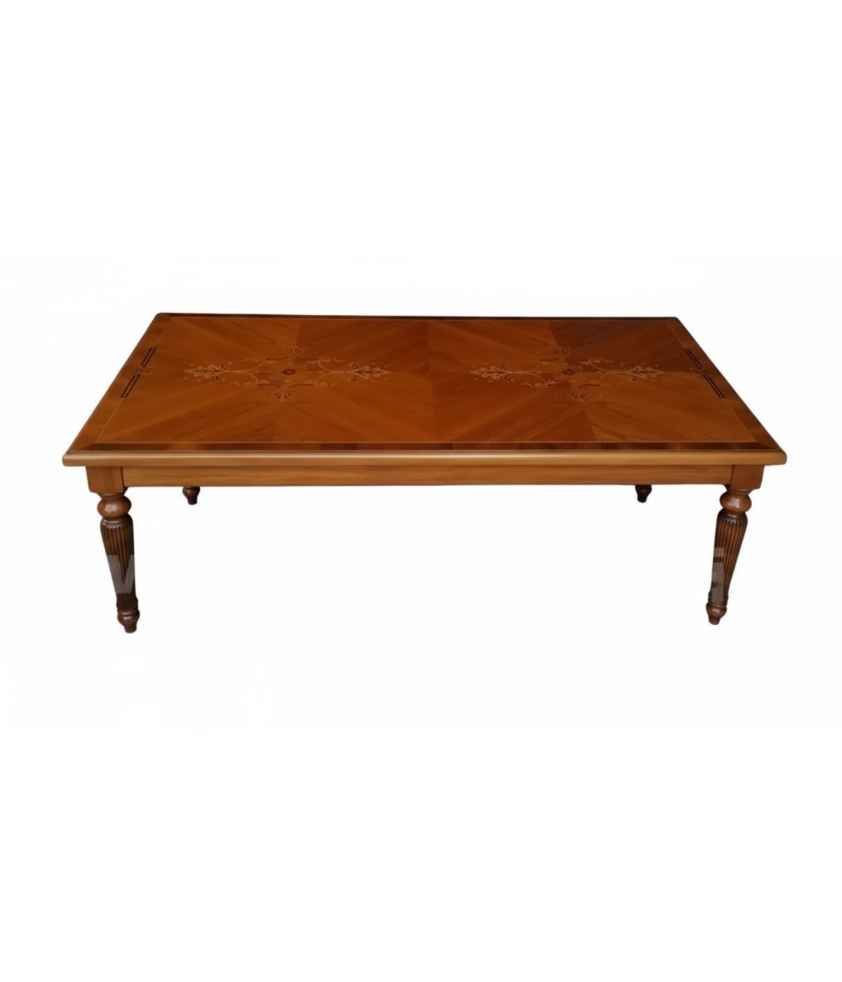 MOBILI 2G - Tavolo fisso classico rettangolare Legno Intarsio bassano 240x128x78 vista laterale