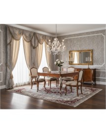 MOBILI 2G - TAVOLO ALLUNGABILE CLASSICO GAMBA INTAGLIATA TINTA NOCE L.201 P.101 H.81