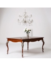 TAVOLO ALLUNGABILE CLASSICO GAMBA INTAGLIATA TINTA NOCE L.201 P.101 H.81