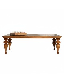 MOBILI 2G - Tavolo rettangolare classico legno Intarsio tinta noce 240x128x78 vista laterale