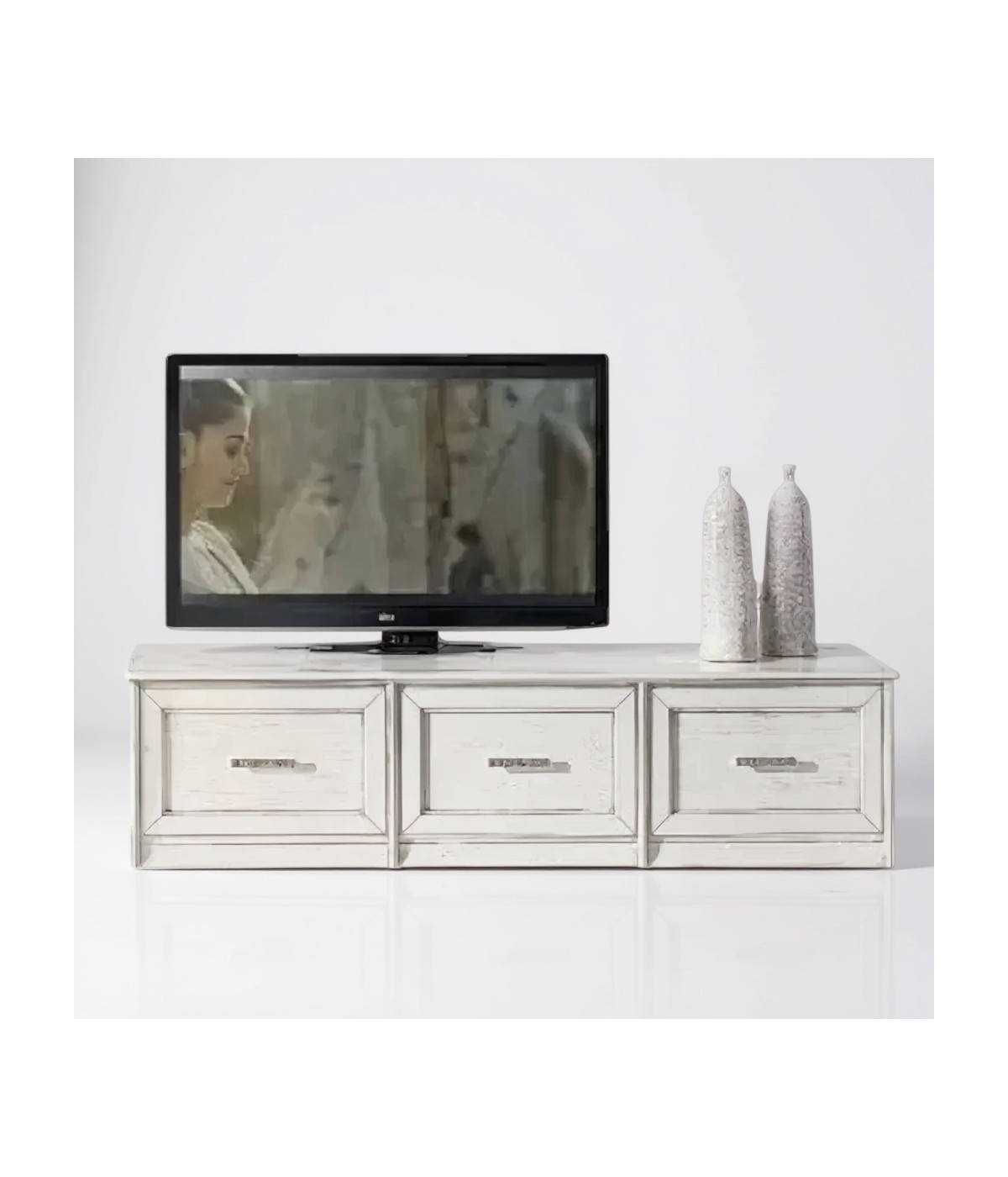 Porta tv 3 cassetti legno massello di frassino vari colori 195x60x48