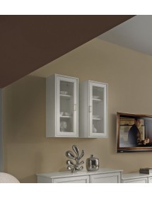 Pensile vetro 1 anta legno massello di frassino vari colori 40x37x100