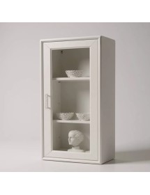 Pensile vetro 1 anta legno massello di frassino vari colori 40x37x100