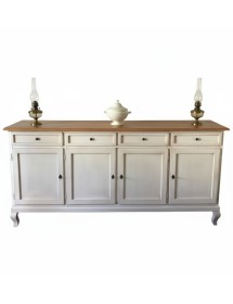 Madia credenza 4 porte legno shabby bianco anticato/naturale 205x45x98