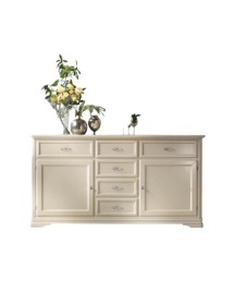 MOBILI 2G - MADIA CREDENZA SHABBY IN LEGNO MASSELLO 2 PORTE AVORIO L.200 P.51 H.105