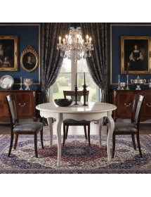 MOBILI 2G - TAVOLO ROTONDO BIANCO LACCATO SHABBY CLASSICO 100 H.78