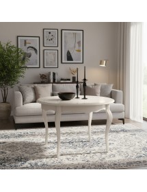 MOBILI 2G - TAVOLO ROTONDO BIANCO LACCATO SHABBY CLASSICO 100 H.78