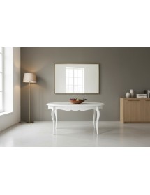 MOBILI 2G - TAVOLO OVALE ALLUNGABILE LACCATO BIANCO OPACO MISURE L.160 X P.110