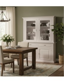 CRISTALLIERA CLASSICA SHABBY BIANCO INTARSI 168x48x222