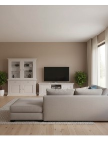 CRISTALLIERA CLASSICA SHABBY BIANCO INTARSI 168x48x222