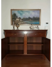 MADIA CREDENZA IN LEGNO MASSELLO 2 PORTE 2 CASSETTI CON INTARSIO L.160 P.55 H.112