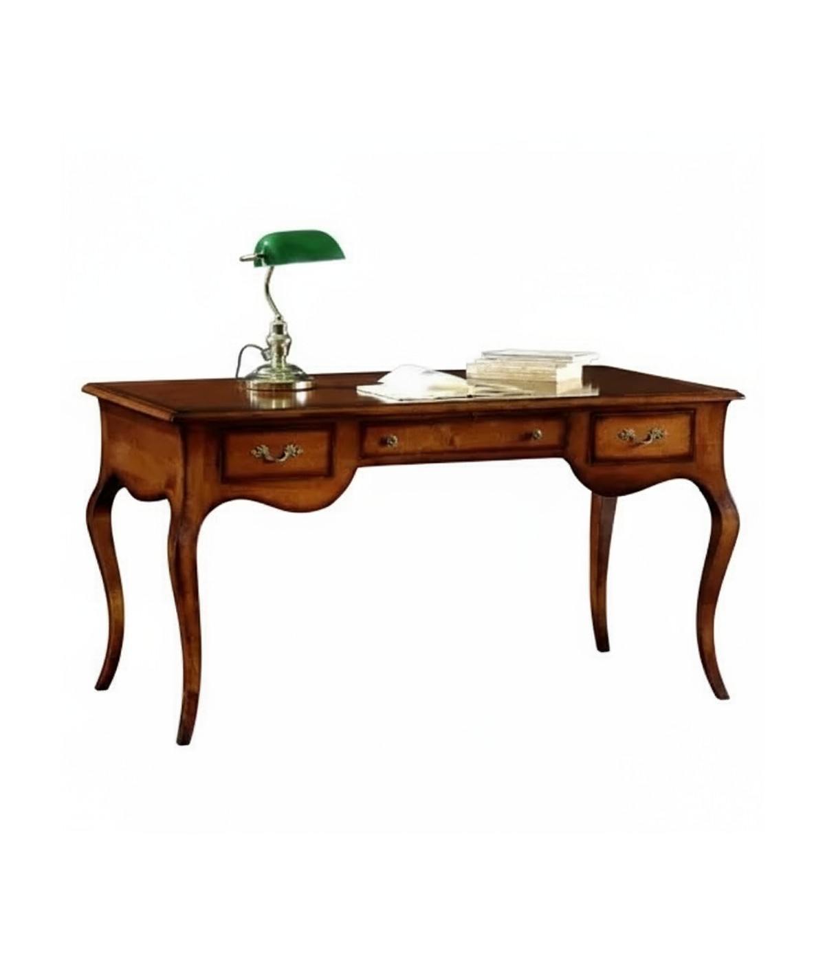 Scrivania classica 3 cassetti legno tinta noce 130x75x80