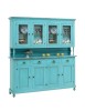 MOBILI 2G - Cristalliera 4 porte legno shabby azzurro consumato 196X43X208 VISTA FRONTALE