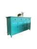 MOBILI 2G - MADIA CREDENZA 4 PORTE IN LEGNO SHABBY CHIC AZZURRO CONSUMATO 196X43X96 vista frontale