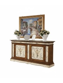 MOBILI 2G - MADIA CREDENZA 2 PORTE ARTE POVERA LACCATO DIPINTO/BASSANO 213 X 54 X H. 109 vista frontale