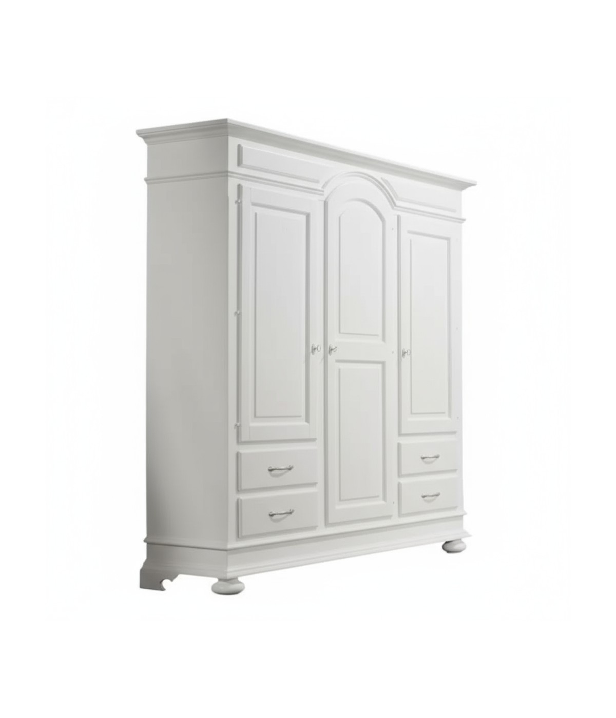 ARMADIO 3 PORTE 4 CASSETTI LEGNO SHABBY BIANCO 184X60X223 (2206)