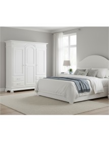 ARMADIO 3 PORTE 4 CASSETTI LEGNO SHABBY BIANCO 184X60X223 (2206)