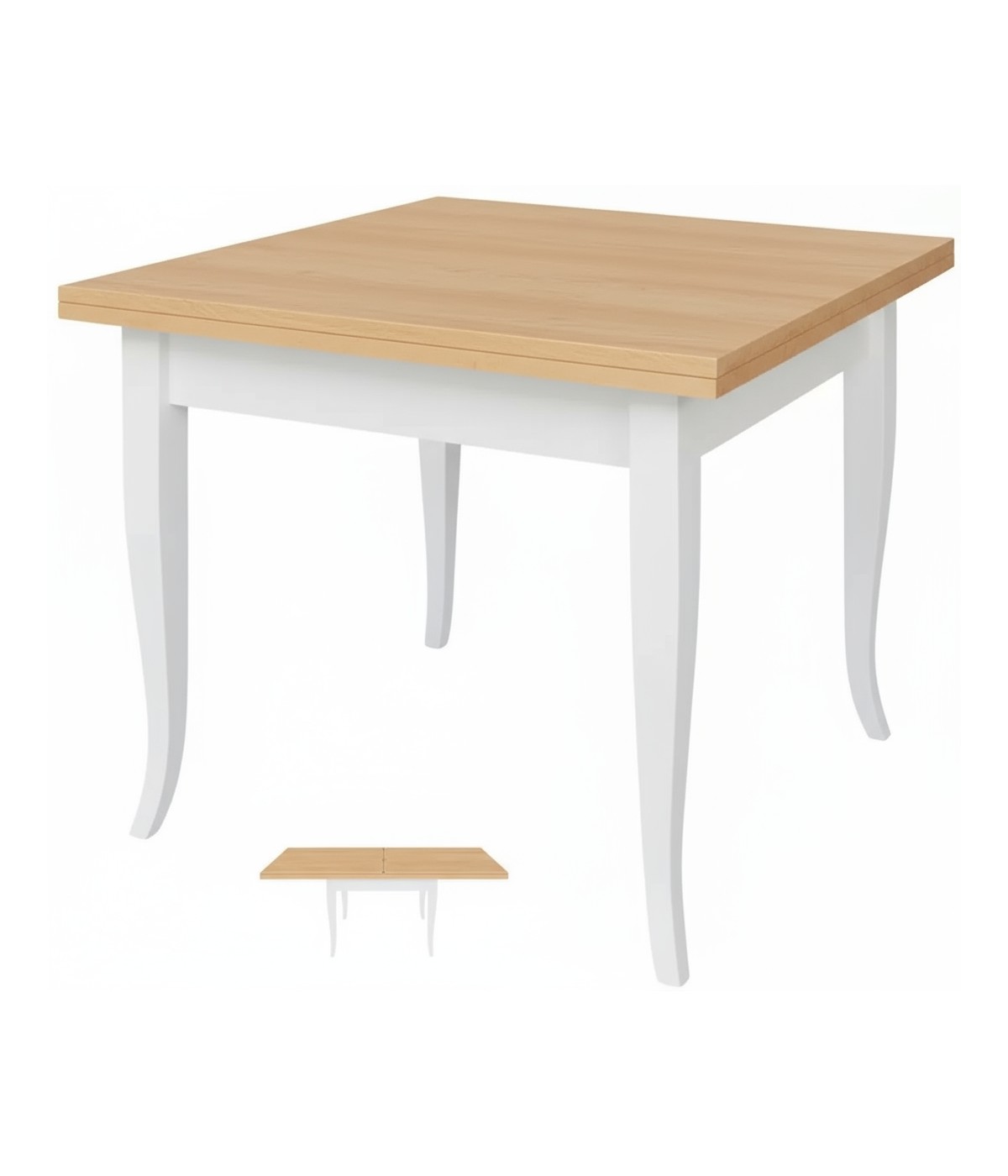 Tavolo quadrato allungabile shabby legno bicolore 80x80 90x90 100x100