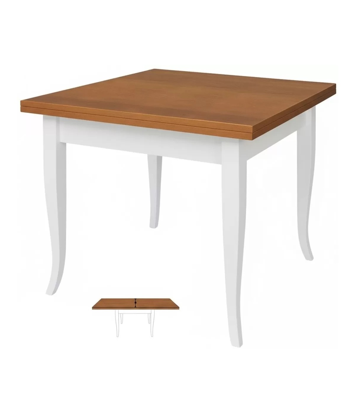 Tavolo quadrato allungabile shabby legno bicolore 80x80 90x90 100x100