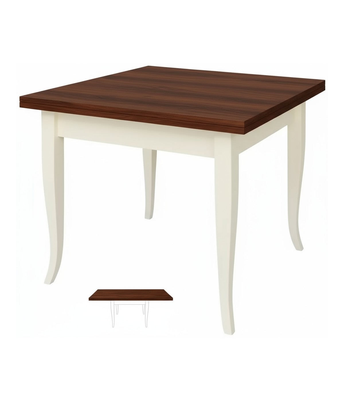 Tavolo quadrato allungabile shabby legno bicolore 80x80 90x90 100x100