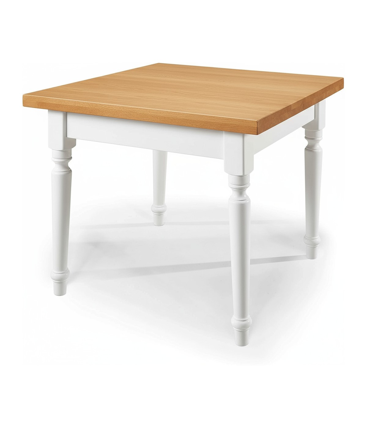 Tavolo quadrato allungabile tornito shabby legno bicolore 80x80 90x90 100x100