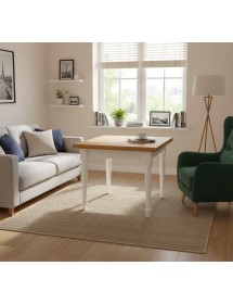 Tavolo quadrato allungabile tornito shabby legno bicolore 80x80 90x90 100x100