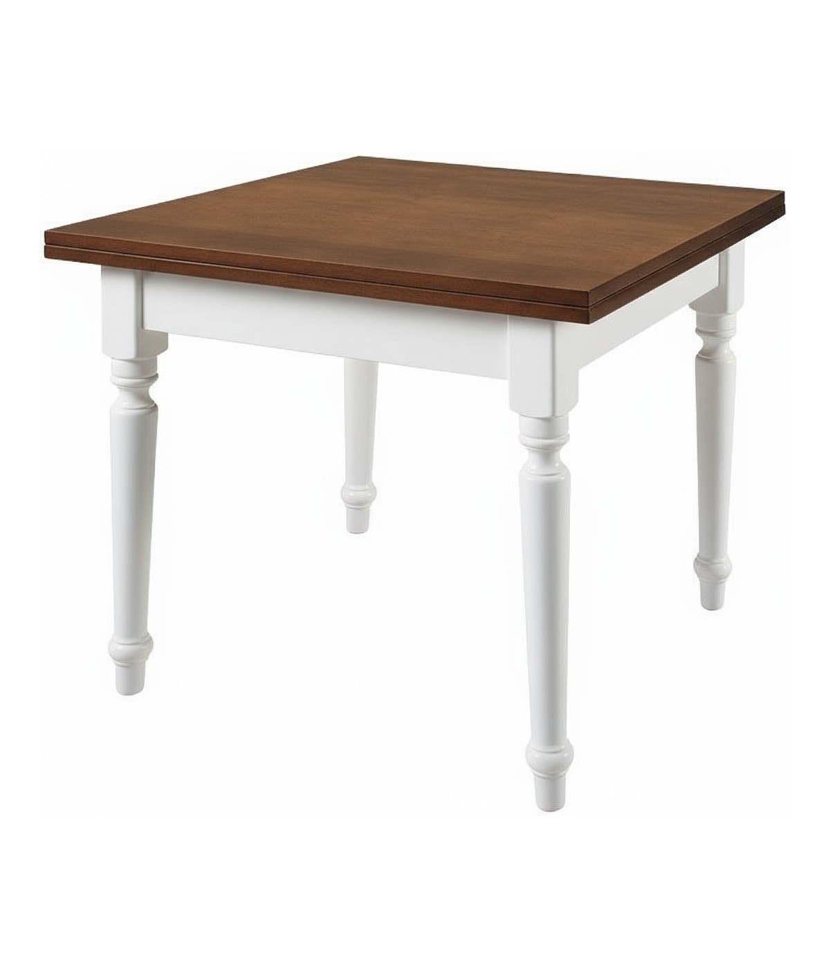 Tavolo quadrato allungabile tornito shabby legno bicolore 80x80 90x90 100x100