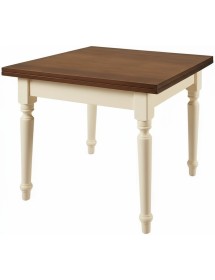 Tavolo quadrato allungabile tornito shabby legno bicolore 80x80 90x90 100x100