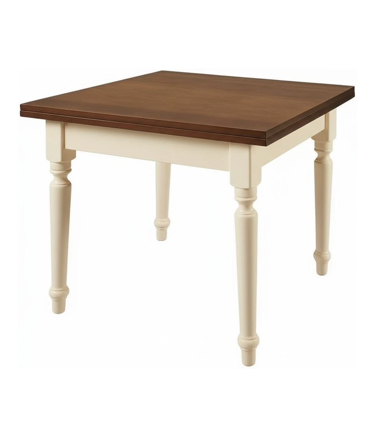 Tavolo quadrato allungabile tornito shabby legno bicolore 80x80 90x90 100x100