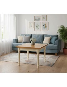 Tavolo quadrato allungabile tornito shabby legno bicolore 80x80 90x90 100x100