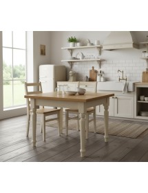 Tavolo quadrato allungabile tornito shabby legno bicolore 80x80 90x90 100x100