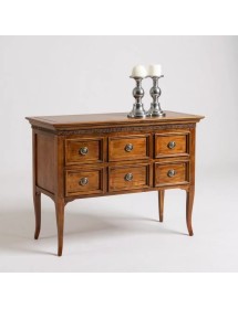 MOBILI 2G - COMONCINO CLASSICO IN LEGNO 6 CASSETTI CON INTARSIO 103x41x87 vista frontale