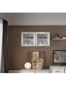 Pensile vetro 2 ante legno massello di frassino vari colori 128x37x65