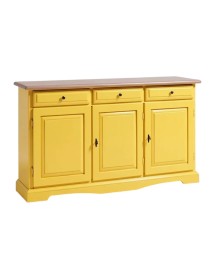 MADIA CREDENZA IN LEGNO LACCATO PENNELLATO GIALLA L.156 P.42 H.85