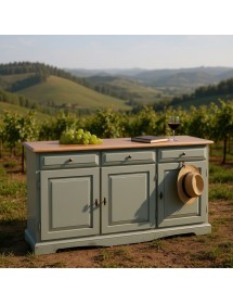 MADIA CREDENZA IN LEGNO LACCATO PENNELLATO TORTORA  L.156 P.42 H.85