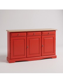 MADIA CREDENZA IN LEGNO LACCATO PENNELLATO ROSSO  L.156 P.42 H.85