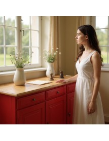 MADIA CREDENZA IN LEGNO LACCATO PENNELLATO ROSSO  L.156 P.42 H.85