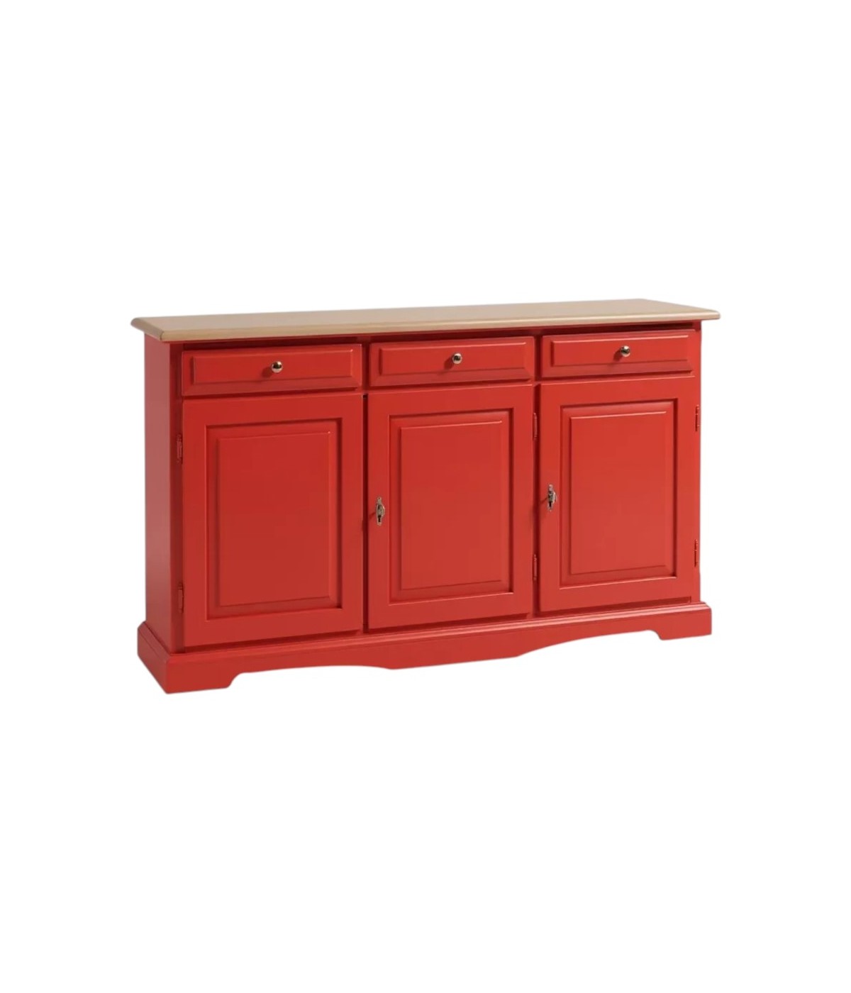 MADIA CREDENZA IN LEGNO LACCATO PENNELLATO ROSSO  L.156 P.42 H.85