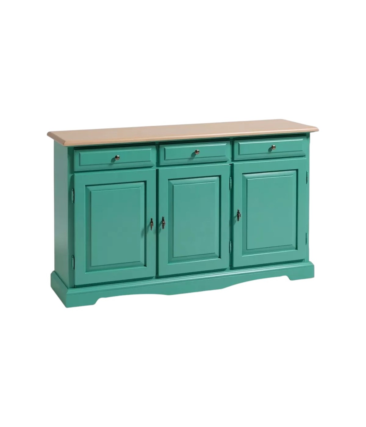 MADIA CREDENZA 3 PORTE IN LEGNO LACCATO VERDE L.156 P.42 H.85