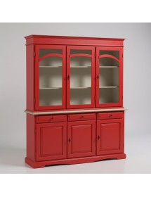 CRISTALLIERA 3 ANTE LEGNO PENNELLATO ROSSO 156X42X205