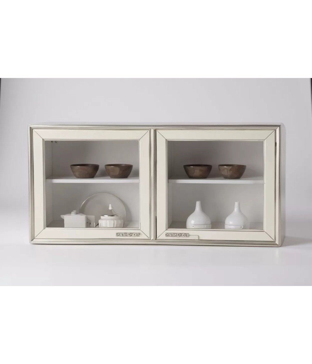 Pensile vetro 2 ante legno massello di frassino vari colori 128x37x65