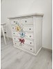 Cassettiera 6 cassetti in legno shabby bianco anticato decori farfalla 86x40X96