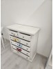 Cassettiera 6 cassetti in legno shabby bianco anticato decori farfalla 86x40X96
