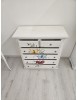Cassettiera 6 cassetti in legno shabby bianco anticato decori farfalla 86x40X96