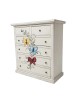 Cassettiera 6 cassetti in legno shabby bianco anticato decori farfalla 86x40X96