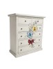 Cassettiera 6 cassetti in legno shabby bianco anticato decori farfalla 86x40X96