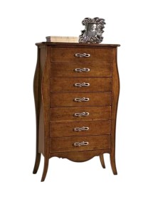 Cassettiera 7 cassetti in legno arte povera tinta noce L.80 x P.47 H.138