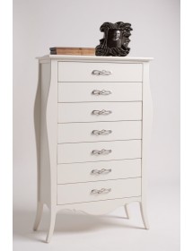 Cassettiera 7 cassetti in legno shabby bianco L.80 x P.47 H.138 (494)