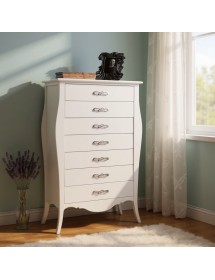 Cassettiera 7 cassetti in legno shabby bianco L.80 x P.47 H.138 (494)